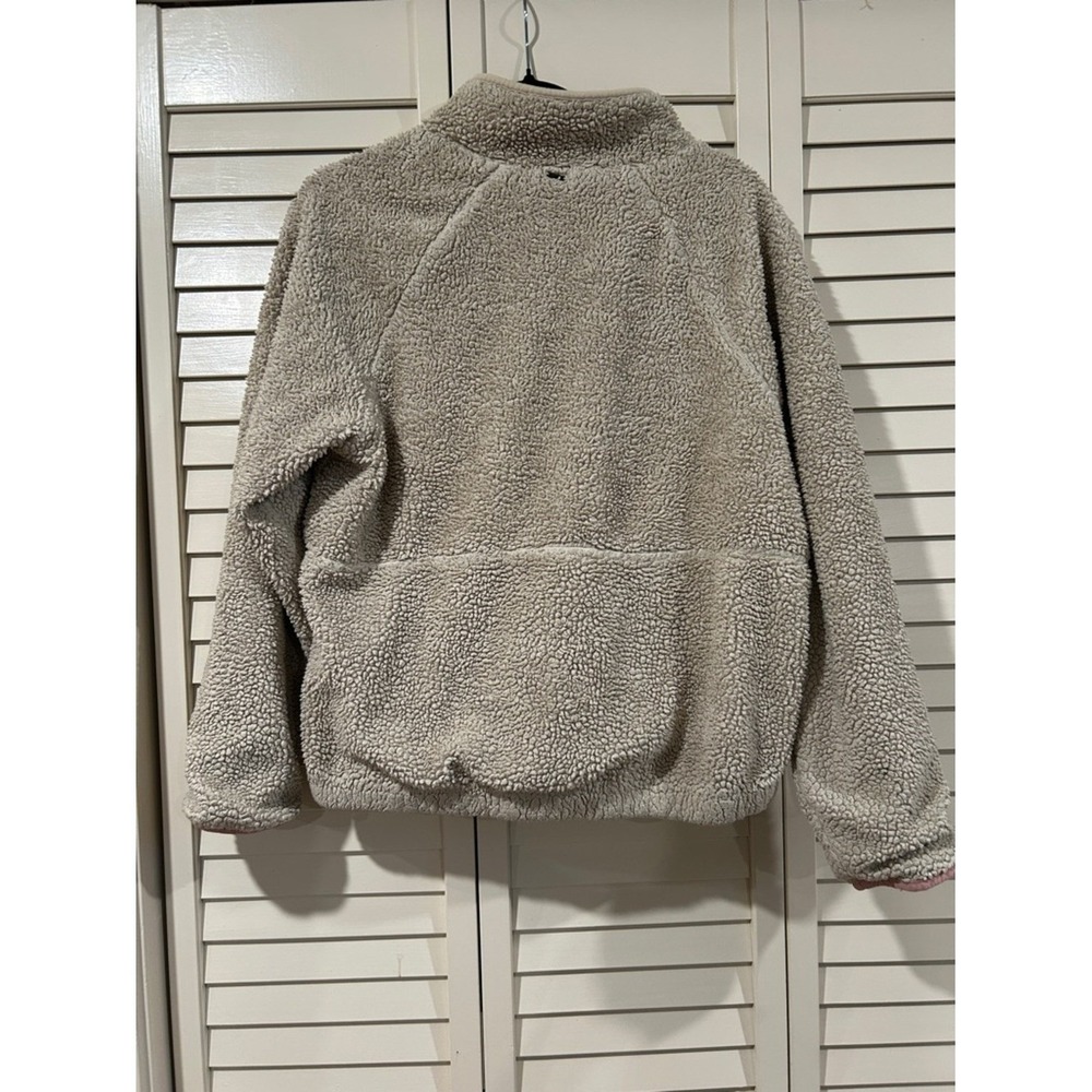 O'Neill Fleece Sherpa Half-Zip Pullover in Beige with Pink Trim Size Medium - Picture 7 of 8
